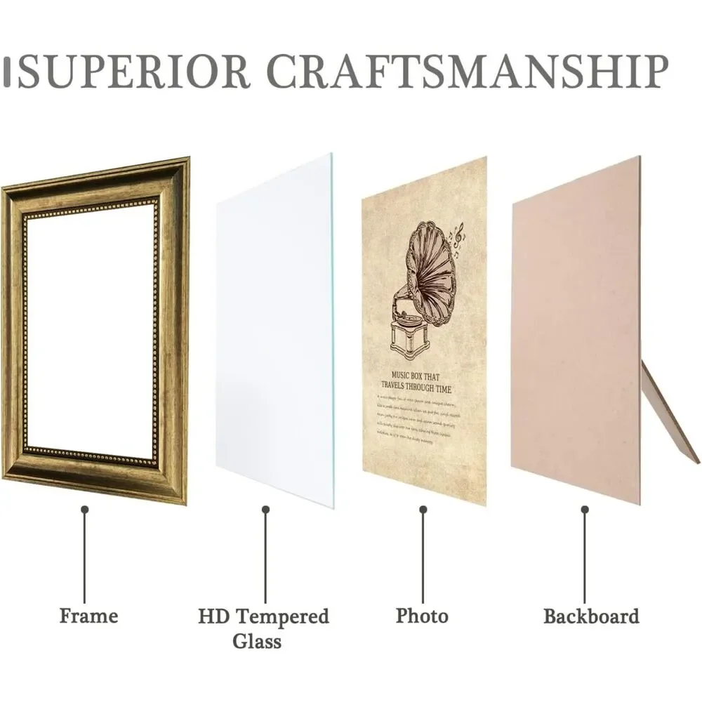 KYGU vintage-style 5x7 picture frames. Featuring an ornate antique gold finish